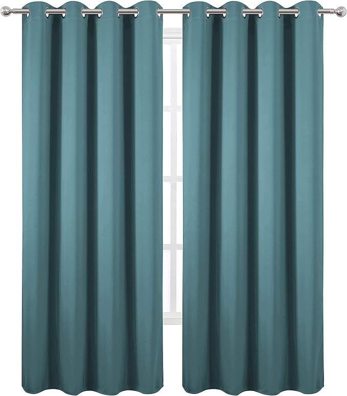 Sea Teal Thermal Blackout Curtains/52 x 84 Inch/Set of 2 Panels Room Darkening - Image 2