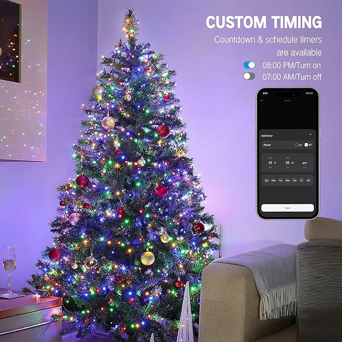 BrizLabs Color Changing Christmas Lights, 262ft 800 LED Smart Christmas String Lights Work with Alexa & Google Home, Warm White & Multicolor WiFi Xmas Tree Light Music Sync for Xmas Tree Home Decor