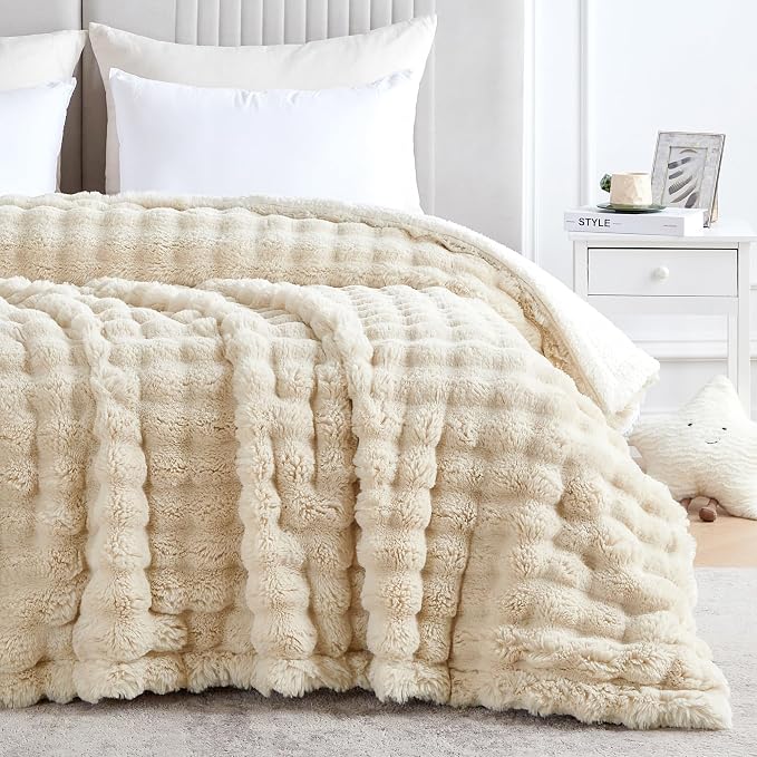 60x80 Inches Ultra-Soft Fuzzy Faux Fur Plush Twin Size Blanket - Image 6