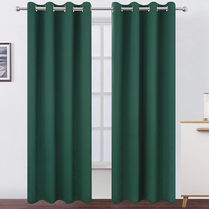 Blackout Curtains 66 x 84 inch/Dark Green Curtains Set of 2 Panels/Thermal by Lemomo