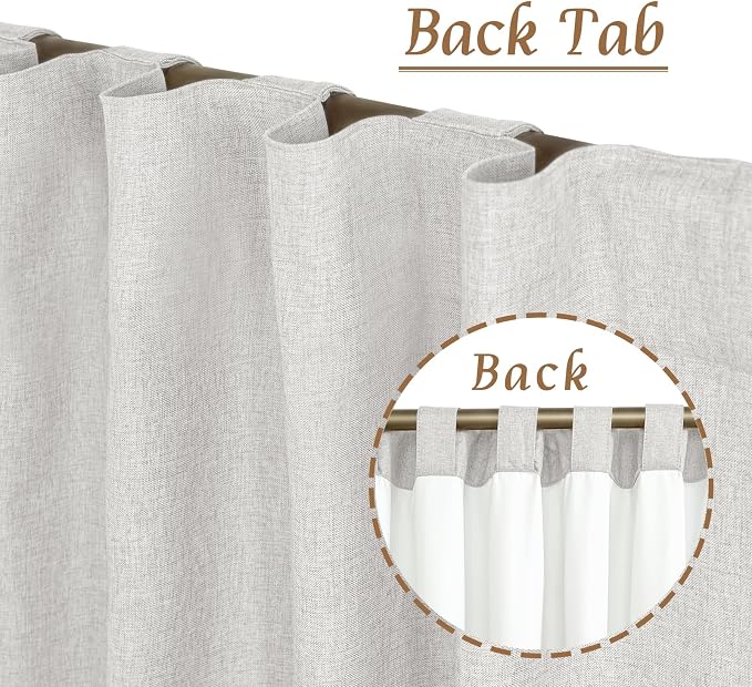 Light Grey 100% Blackout Linen Curtains 63 Inches - Image 2