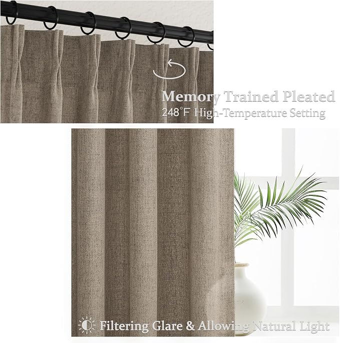 Extra Long Dark Flax Semi Sheer 60 Inch Wide Curtains 108 Inches - Image 4