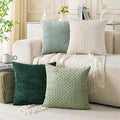 Set of 4 Sage Forest Green Decorative Throw Pillow Covers 16x16 Inch Corduroy by Cozoomy