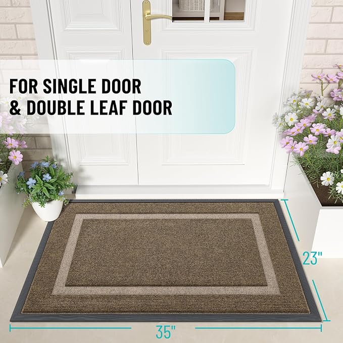 OLANLY Front Door Mat Outside 35x23, All-Season Heavy-Duty Rubber Doormat | - Image 2