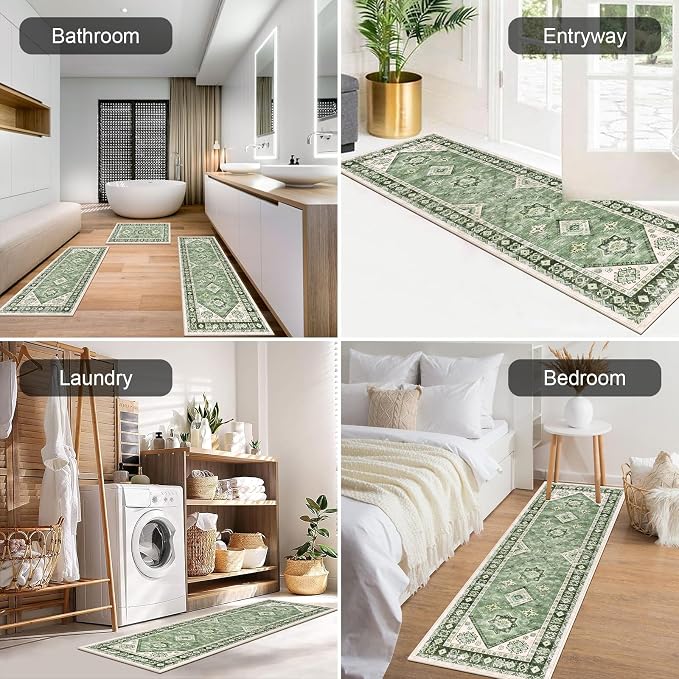 HEBE Boho Kitchen Rugs Set of 3, Non Slip Washable Kitchen Mats - Image 6