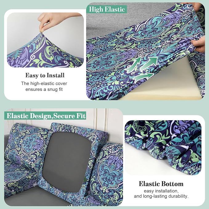 8Pcs Patio Cushion Covers Stretch Outdoor Furniture Protector Slipcovers | - Image 4