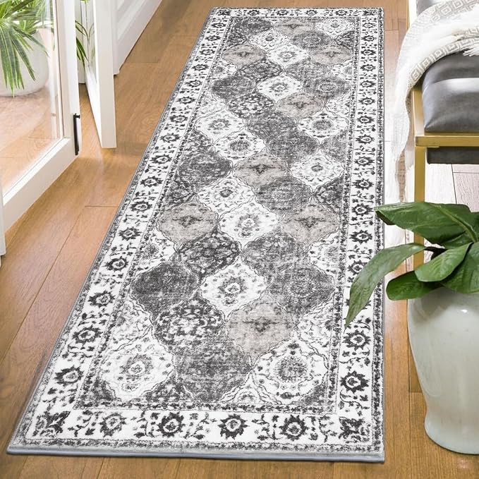 HEBE Hallway Runner Rug 2'x6', Washable Non Slip Kitchen Rug Runner | Soft Boho - Image 7