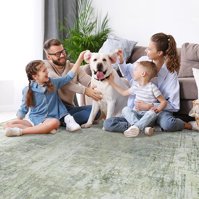 Aelenmu 6x9 Area Rugs for Living Room Bedroom Dining Room Washable Green | Soft - Image 7