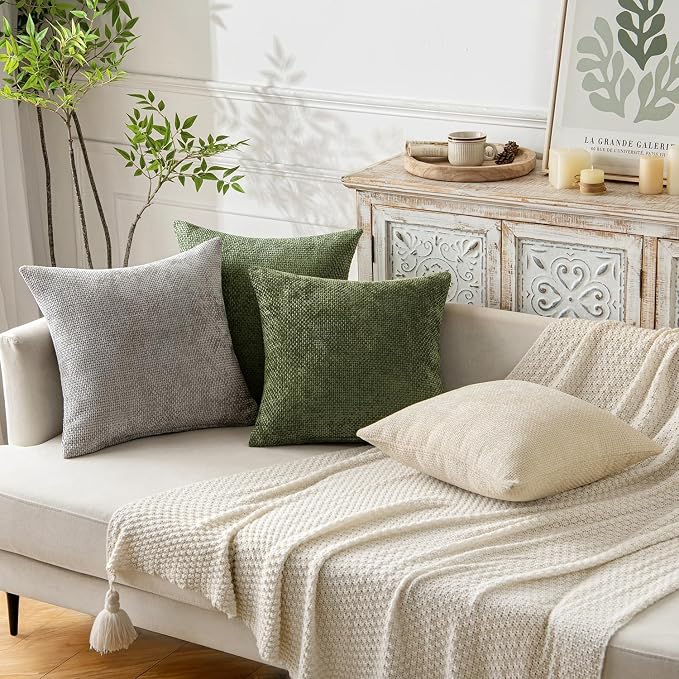 MIULEE Decorative Couch Throw Pillow Covers 20x20 Inch Olive 2 Pack | Modern - Image 2