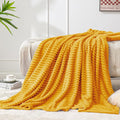 BEDELITE 3D Ribbed Mustard Yellow Fleece Twin Blanket by BEDELITE