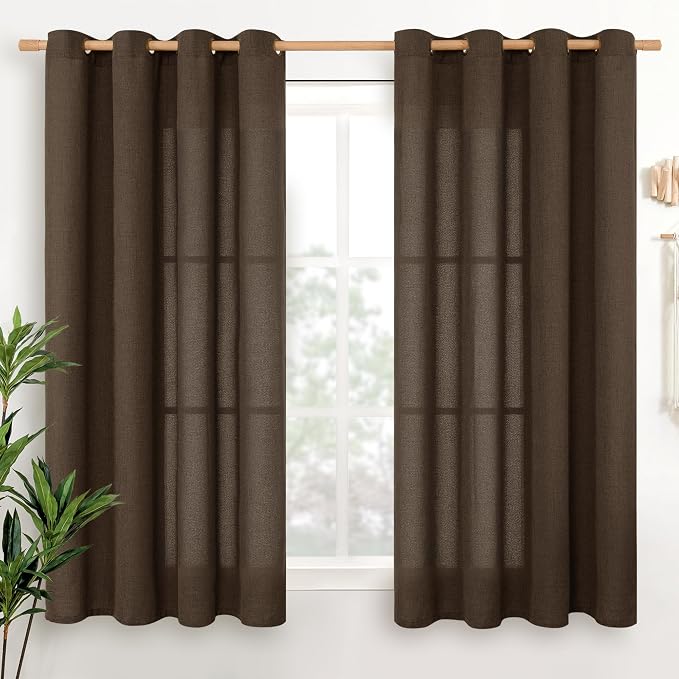 YoungsTex Short Linen Curtains 45 Inch Length by YoungsTex