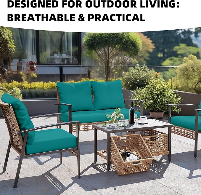 14Pcs Outdoor Cushion Covers, Elastic Patio Cushion Covers | Washable, - Image 4