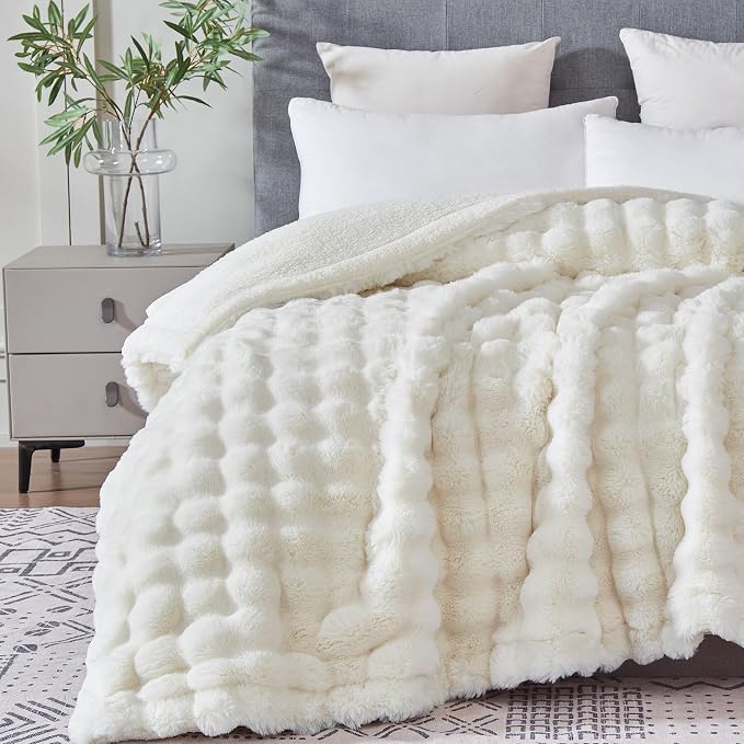 50x60 Inches Ultra-Soft Fuzzy Faux Fur Plush Throw Blanket - Image 2