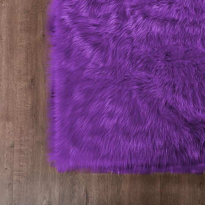 Goolela Purple Area Rug 5x7 Fluffy Fuzzy Furry Carpet - Image 6