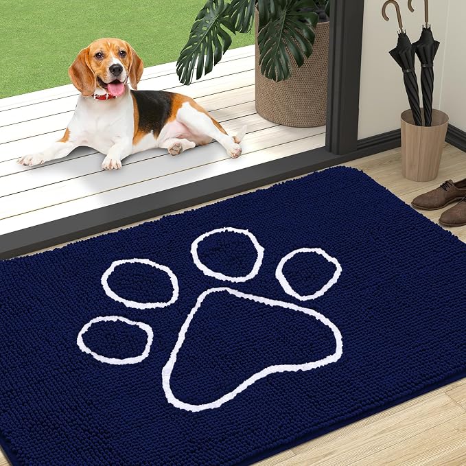 OLANLY Dog Door Mat for Muddy Paws 47x32, Paw Print Design Chenille Mud Mat | by OLANLY