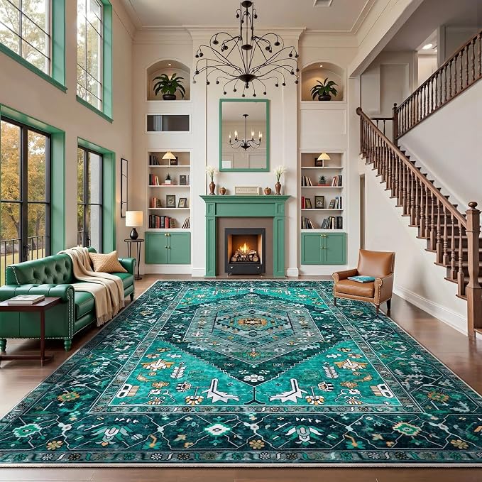 SERISSA 9x12 Washable Non Slip Boho Area Rug by SERISSAHomeDecorCollection
