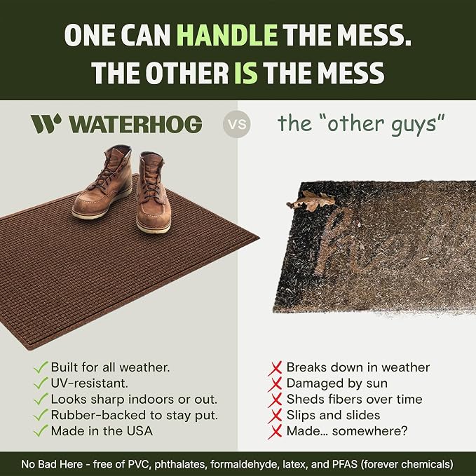 WaterHog Squares Front Door Mat Indoor Outdoor Entrance, All-Weather Mats | - Image 5