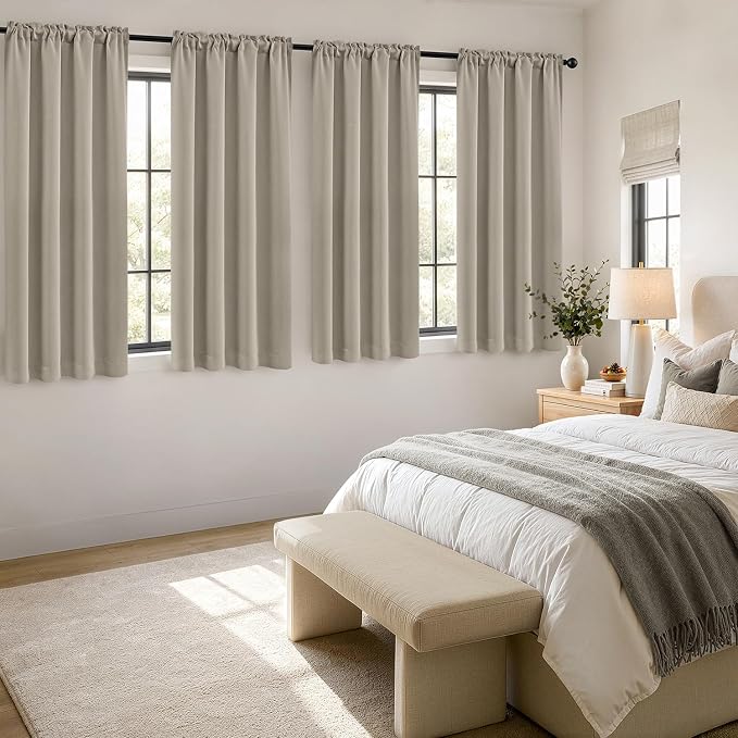 MIULEE Cobblestone Blackout Curtains 4 Panels Set 72 Inch Length Bedroom | - Image 4