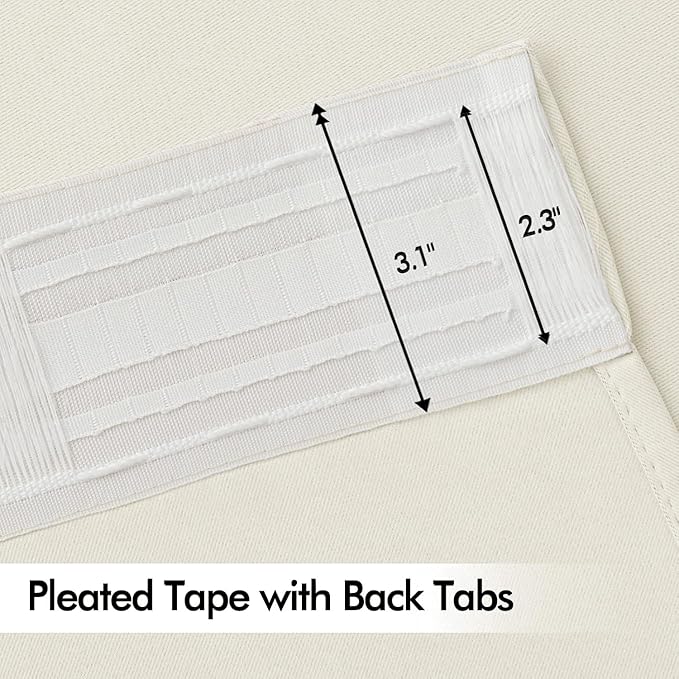 MIULEE Beige White Back Tab Blackout Curtains 52x63 Inches Long 2 Panel Set | - Image 4
