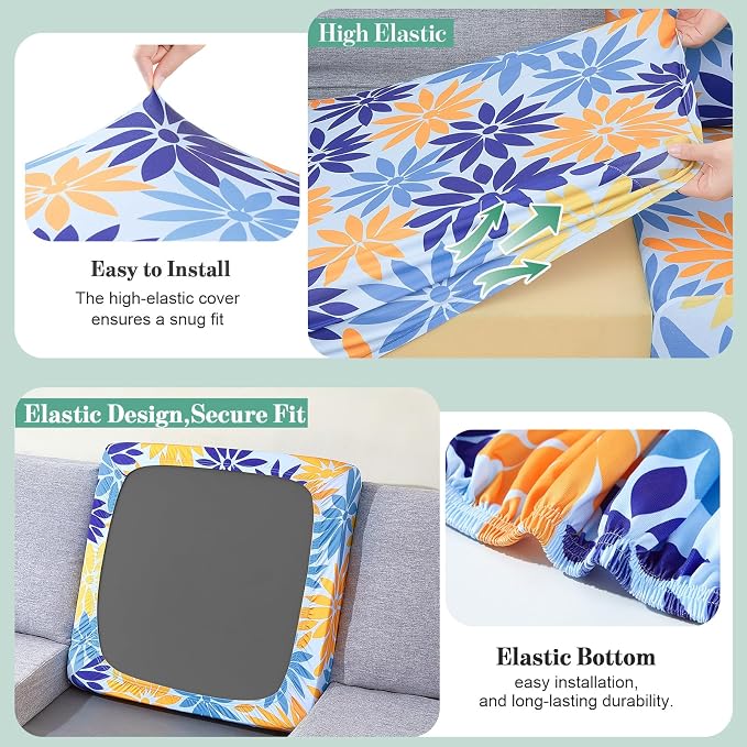 8Pcs Patio Cushion Covers Stretch Outdoor Furniture Protector Slipcovers | - Image 5