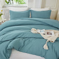 Litanika Grayish Teal Comforter Set California King Size, 3 Pieces Cal King Lightweight Solid Bedding Comforter Set, All Season Fluffy Bed Set (104x96In Comforter & 2 Pillowcases)