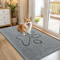 OLANLY Dog Door Mat for Muddy Paws 54x32, Paw Print Design Chenille Mud Mat | by OLANLY