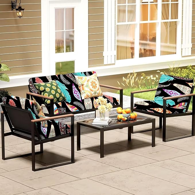 8Pcs Patio Cushion Covers, Outdoor Stretch Cushion Covers, Washable | Stretch - Image 6