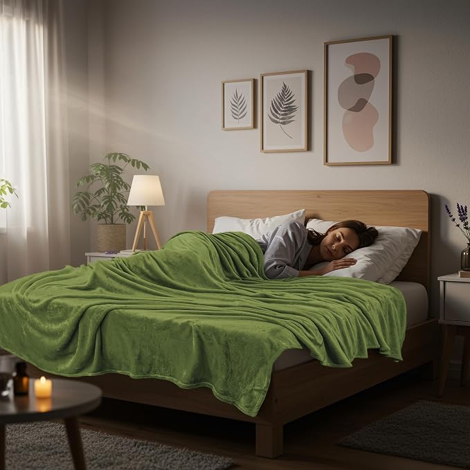 Utopia Bedding Ultra Soft Fleece Bed Blanket Queen Size Olive | Microfiber - Image 6