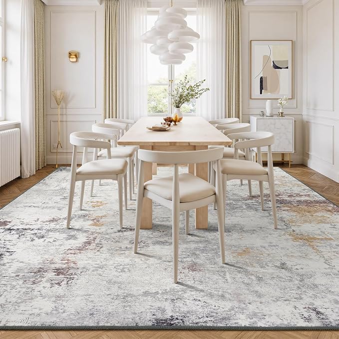 Rugflix 8x10 Area Rugs for Living Room, Washable Beige Grey Large Rug | Machine - Image 3