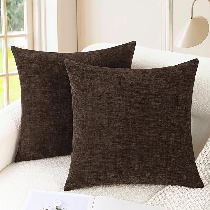 CaliTime Decorative Couch Throw Pillow Covers 20 X 20 Inches Coffee | Pack of 2 by CaliTime
