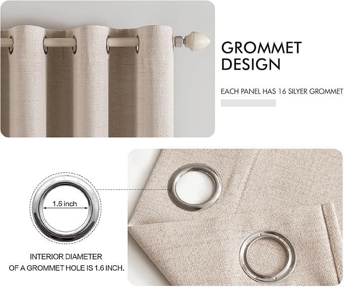 MIULEE Extra Wide 100% Blackout Linen Curtains - Image 4