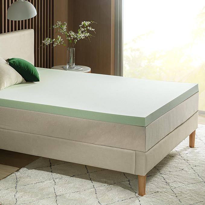 ZINUS 3 Inch Green Tea Memory Foam Mattress Topper, Smaller, More Convenient WonderBox Packaging, Pressure-Relieving Layers, CertiPUR-US Certified, Twin