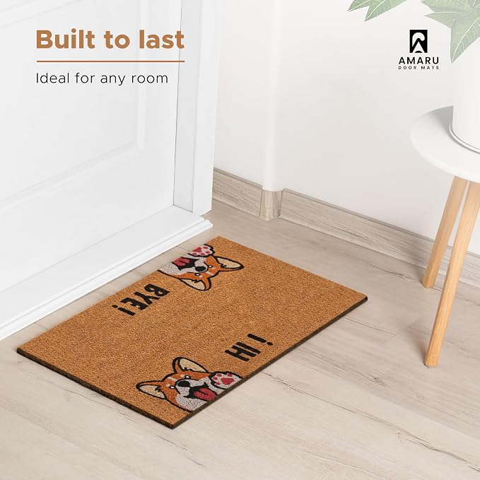 Coir Welcome Mat, Hi-Bye Dog, 24 x 36 in | 100% Natural Coir, Anti-Shedding - Image 5