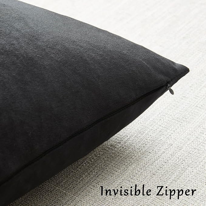 GIGIZAZA Black Velvet Pillow Covers 24x24 Decorative Pillows Pack of 2 | Throw - Image 4