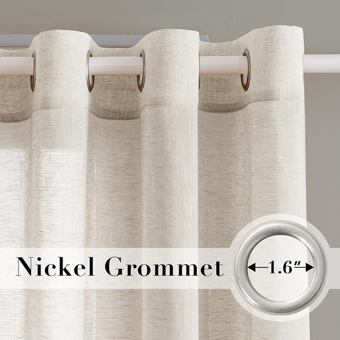 H.VERSAILTEX Linen Curtains 90 inches Long Linen Curtains/Natural Linen Blended - Image 2