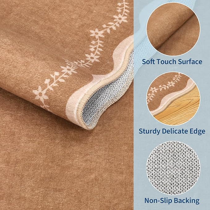 GarveeHome Round Rugs 6ft Scalloped Washable Circle Rug - Image 5