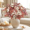 Baby Breath Flowers Fall Flowers Artificial Bulk, 10Pcs Fall Decor Fake Gypsophila Plants Bouquets Flowers Real Touch Faux Babies Breath Arrangement for Home Autumn Wedding Vase Decoration Fall Orange