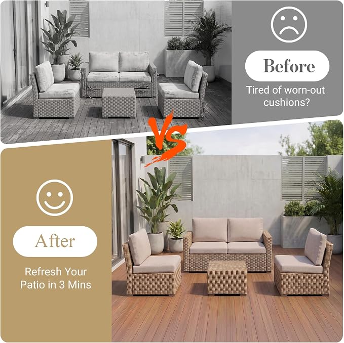 8Pcs Patio Cushion Covers Stretch Outdoor Furniture Protector Slipcovers | - Image 5