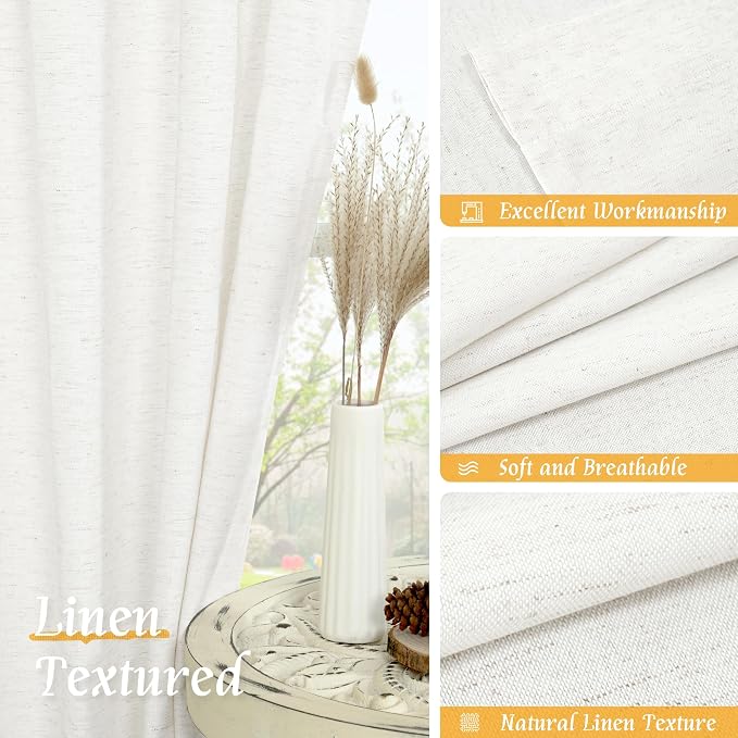 Light Filtering 63 inch Length Linen Curtains - Image 7