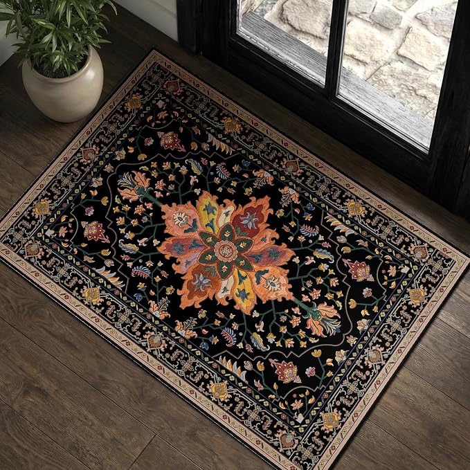 RELEANY Washable Area Rug, Small 2'x3', Water Repellent, Pet Friendly, Vintage by RELEANY