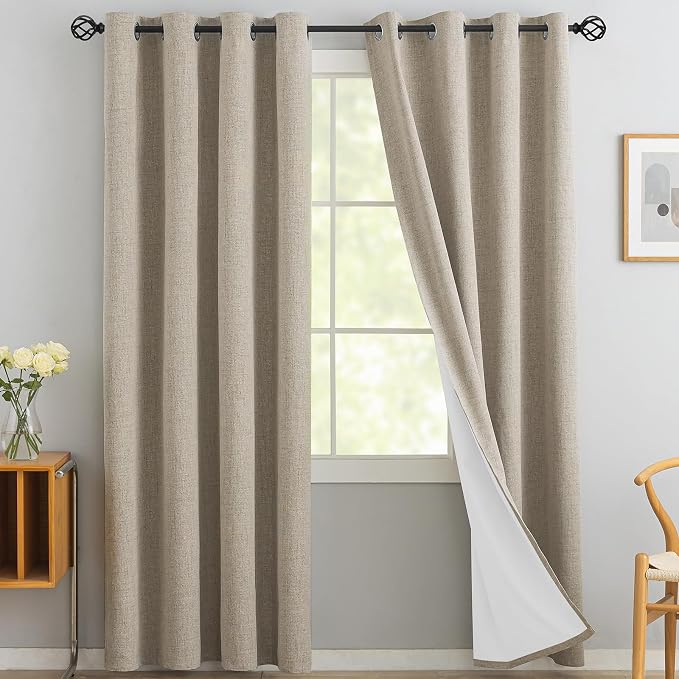 Yakamok Natural Linen Textured Curtains 90 Inches Long by Yakamok