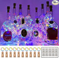 MUMUXI 10 Pack Wine Bottle Lights with Cork Switch, 3.3ft 20 LED Multicolor String Lights, Universal Size for Liquor Bottles, Christmas Decorations, Indoor and Outdoor Use, Easy-to-Use and Versatile