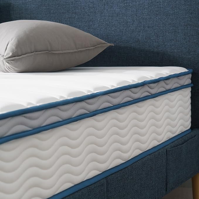 ZINUS 10 Inch Spring Sensation Hybrid Mattress [New Version], Queen, Fiberglass Free, Medium Firmness, Durable Support, Certified Safe Foams & Fabric, Mattress in A Box