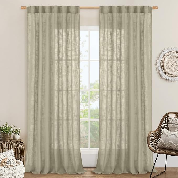 Living Room Linen Curtains 95 Inch by LAMIT