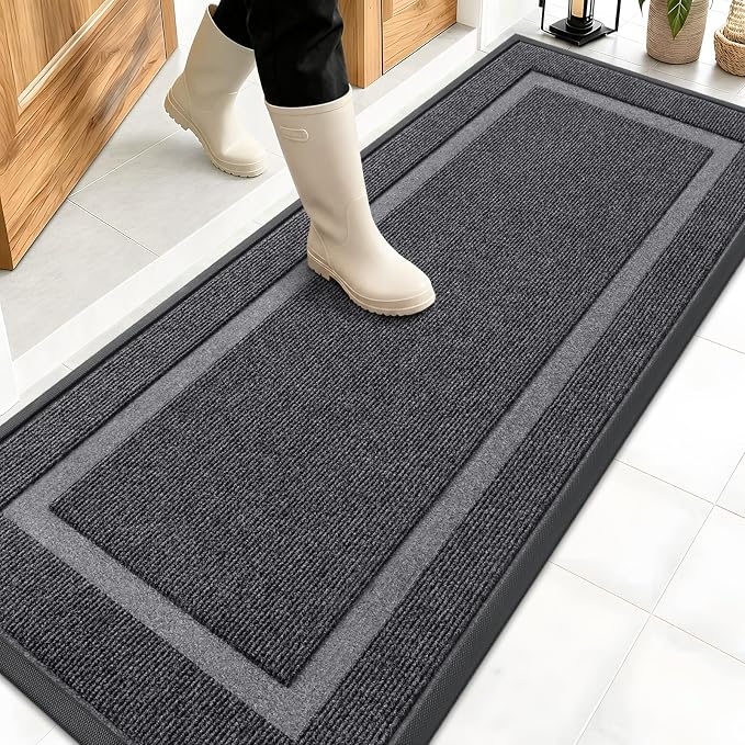 OLANLY Front Door Mat Outside 59x20, All-Season Heavy-Duty Rubber Doormat | Grey by OLANLY