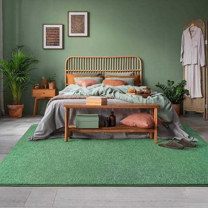 5x7 Area Rugs for Living Room Non Slip Dorm Bedroom Rug, Matte Green | Modern - Image 6