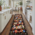 Black Brown Floral Hallway Runner Rug 2x8 by WelcometoBabovid