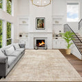 8x10 Area Rugs for Living Room: Washable Abstract Beige Badroom Carpet | by GENTDRIZZ