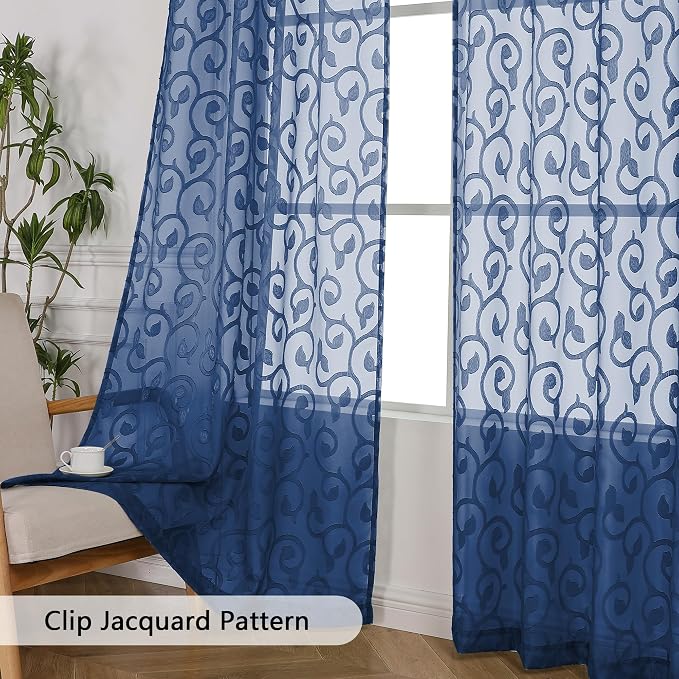 Furman Sheer Curtains 72 inches Long 2 Panels Set, Light Filtering Top Rod - Image 3