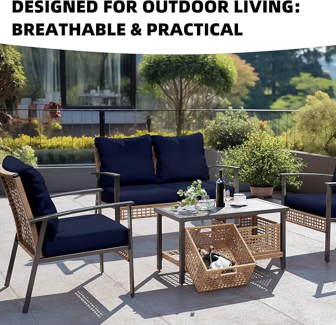 14Pcs Outdoor Cushion Covers, Elastic Patio Cushion Covers | Washable, - Image 4
